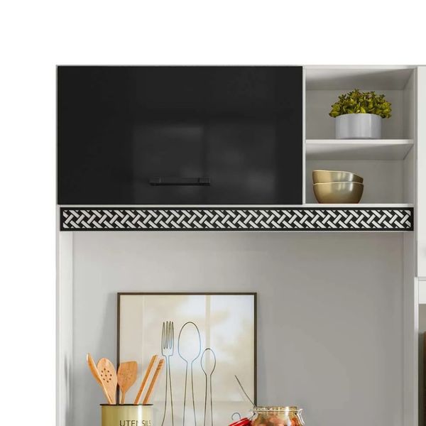 Armario de Cozinha 7 Portas 1 Gaveta Branco/Preto Yara