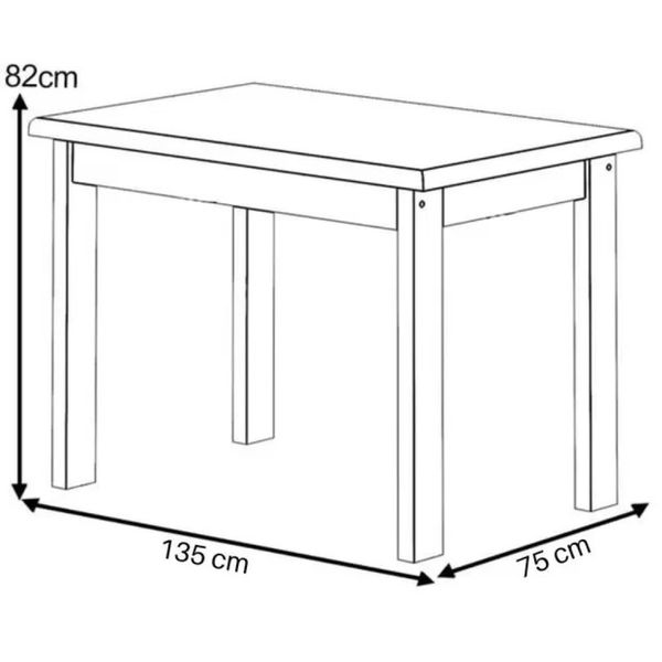 Mesa Com 6 Cadeiras de Madeira Maciça 135x75 Safira Imbuia Nemargi