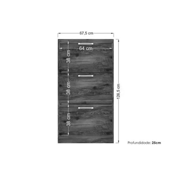 Sapateira Plus com 3 Portas Basculantes Atacama Santos Andira