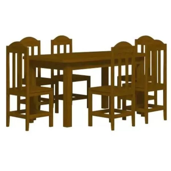 Mesa Com 6 Cadeiras de Madeira Maciça 135x75 Safira Imbuia Nemargi