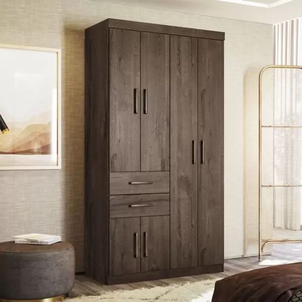 Guarda Roupa Solteiro Verona 6 Portas 2 Gavetas Ebano Santos Andira