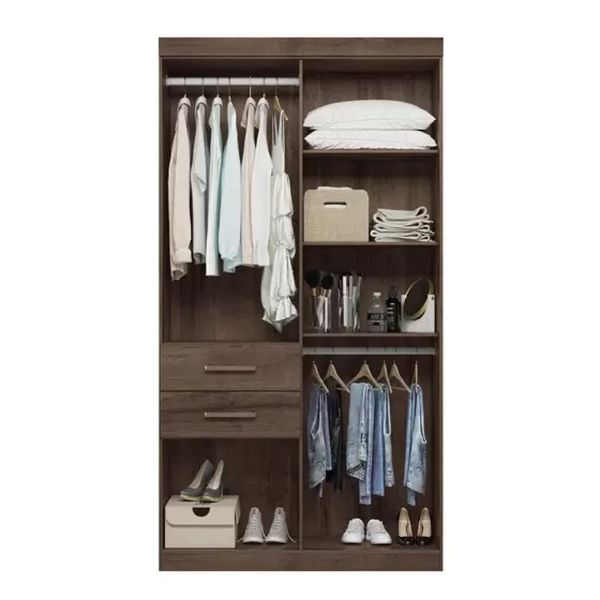 Guarda Roupa Solteiro Verona 6 Portas 2 Gavetas Ebano Santos Andira