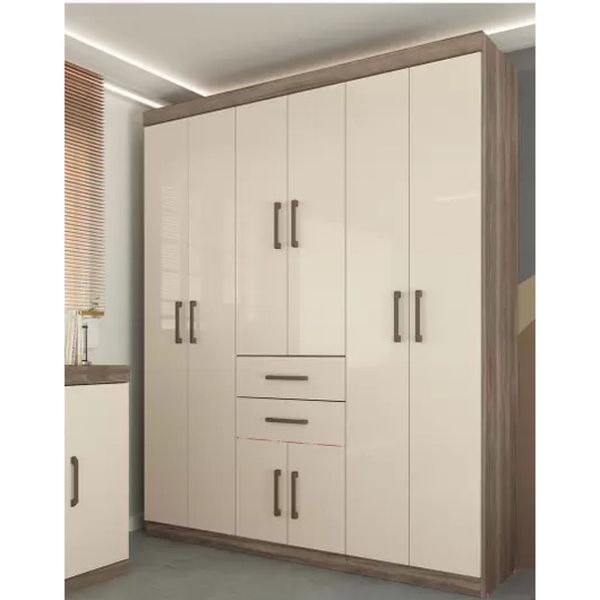 Guarda Roupa Casal Verona 8 Portas 2 Gavetas Castanho/Off white Santos Andira