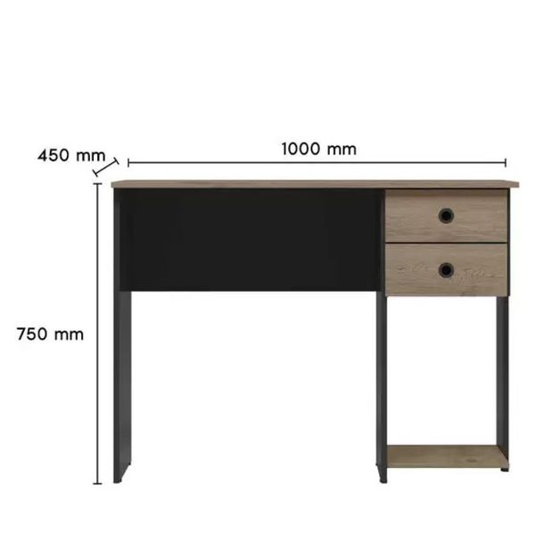 Escrivaninha 2 Gavetas 4115 Preto Fosco/Carvalho Qmovi