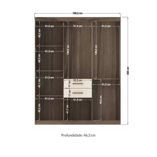 Guarda Roupa Casal Verona 8 Portas 2 Gavetas Atacama/Grafite Santos Andira