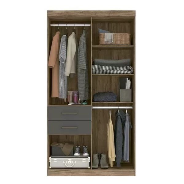 Guarda Roupa Solteiro Verona 6 Portas 2 Gavetas Atacama/Grafite Santos Andira