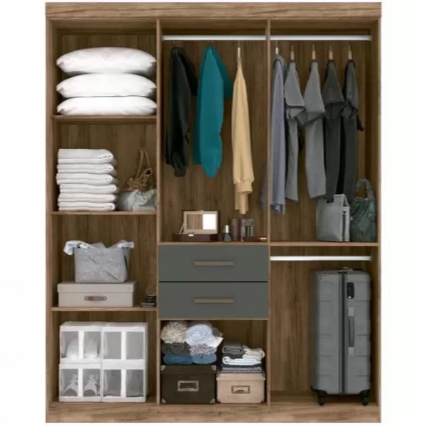 Guarda Roupa Casal Verona 8 Portas 2 Gavetas Atacama/Grafite Santos Andira