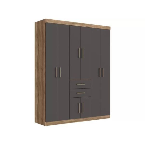 Guarda Roupa Casal Verona 8 Portas 2 Gavetas Atacama/Grafite Santos Andira