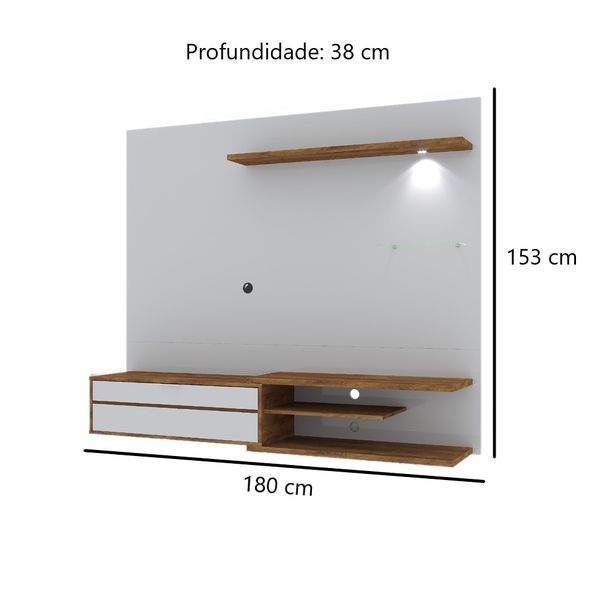 Painel para TV ate 60'' Amazon Off white/canela Mira Rack