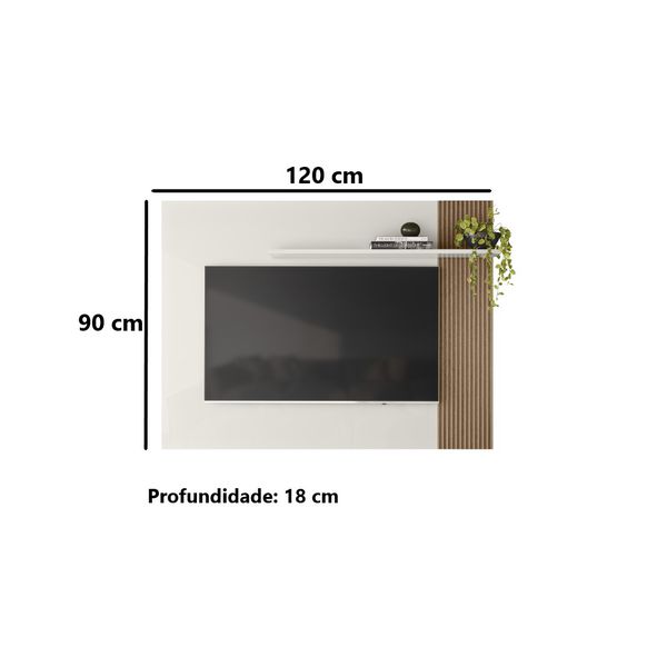 Painel Suspenso Demadero Para TV ate 40'' Off White/Ripado Madeira Nicioli