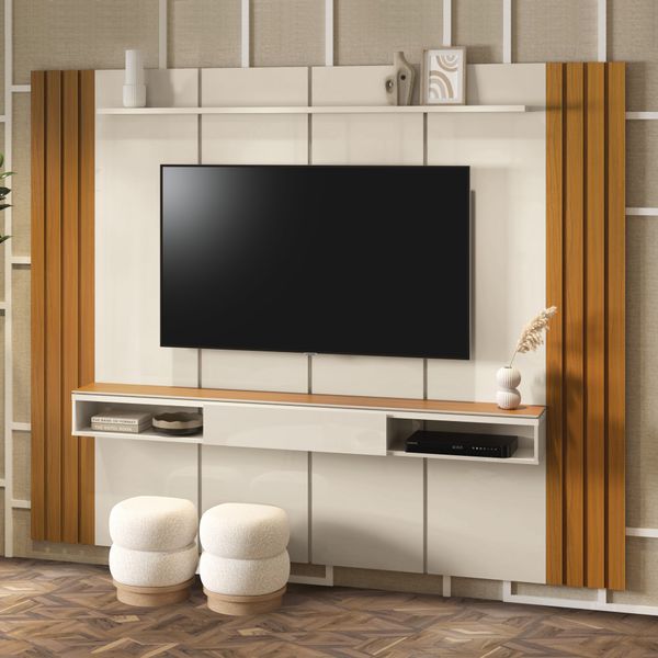 Painel para TV 75" Veyron 2,00 Off White/Credo EDN Moveis