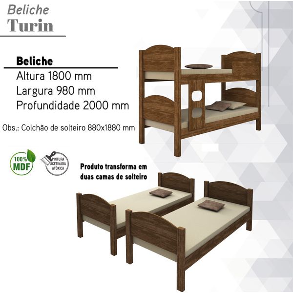 Beliche Turin Reforcada com Escada Amber Valen Moveis