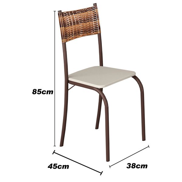 Mesa de Jantar com 4 Cadeiras Atlanta Base Cabo Frio Marrom Corten Teixeira