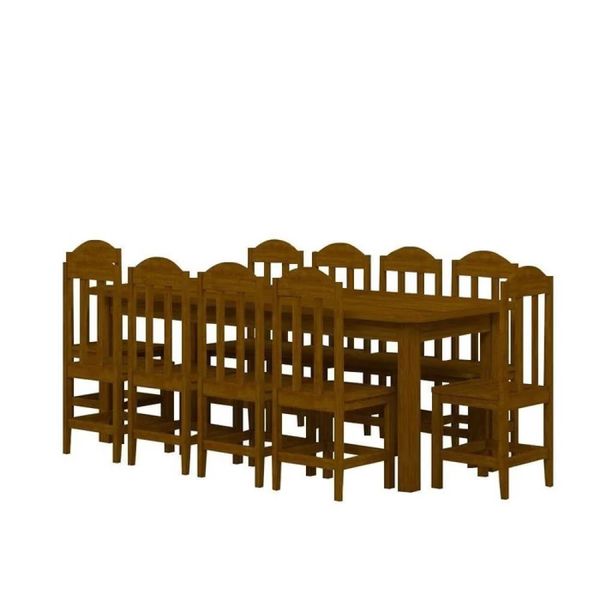 Mesa De Jantar Safira Com 10 Cadeiras Madeira Maciça Imbuia 220cm Nemargi