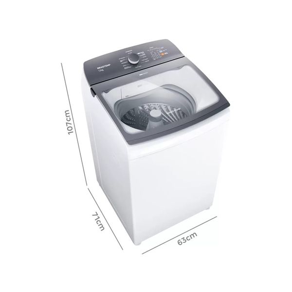 Lavadora de Roupas Brastemp 12Kg Cesto Inox 12 Programas de Lavagem BWK12AB Branca 127V