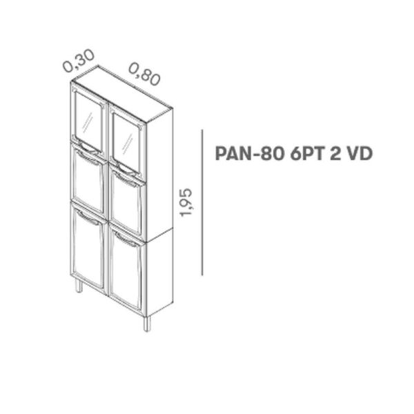 Paneleiro Duplo 80cm 6 Portas New Premium Itatiaia Branco