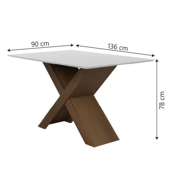 Conjunto de Mesa Sala de Jantar Dubai 4 Cadeiras 1,36m Carvalho/Off White Dobuê