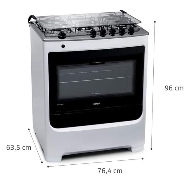 Fogão de Piso Consul 5 Bocas Acendimento Automático Branco CFS5NAB Bivolt