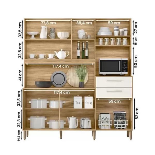 Armário de Cozinha Salsa 6 Portas Freijó/Off White Nicioli | Lojas