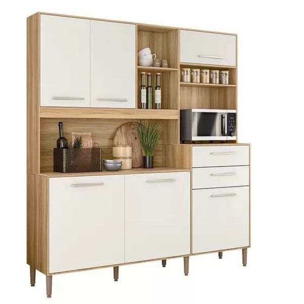 Armário de Cozinha Salsa 6 Portas Freijó/Off White Nicioli | Lojas