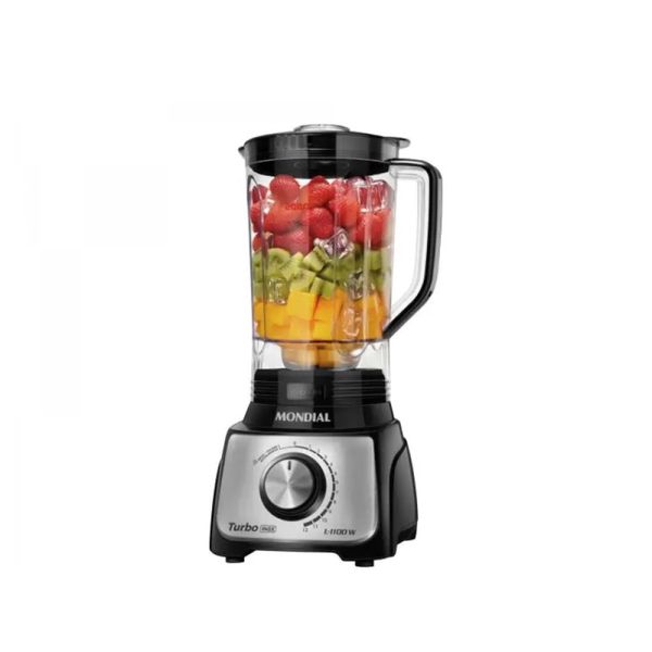 Liquidificador Mondial Turbo Inox L-1100 com Filtro 12 Velocidades 1100W Preto 127V