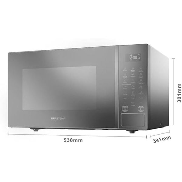 Microondas Brastemp 32 Litros Cinza Espelhado Menu Gourmet BMS46AR 110V