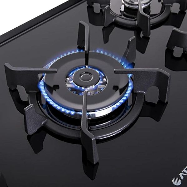 Fogão 5 bocas Atlas Agile Up Inox com Mesa de Vidro Bivolt