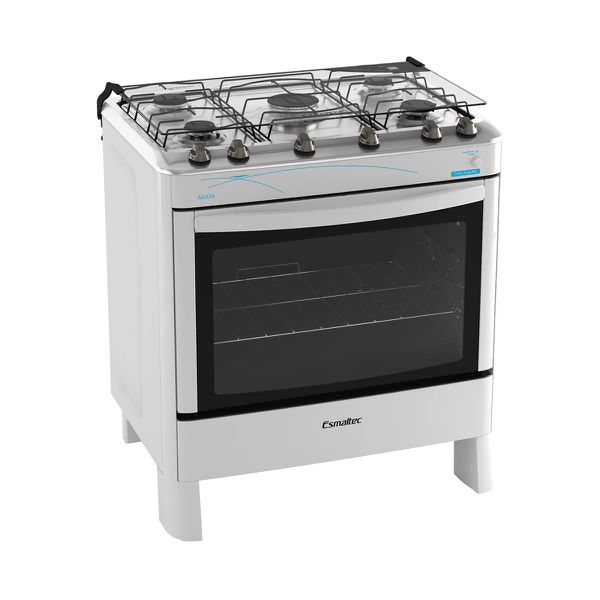 Fogão Esmaltec 5 Bocas Ágata com Mesa de Inox e Acendimento Automático Bivolt