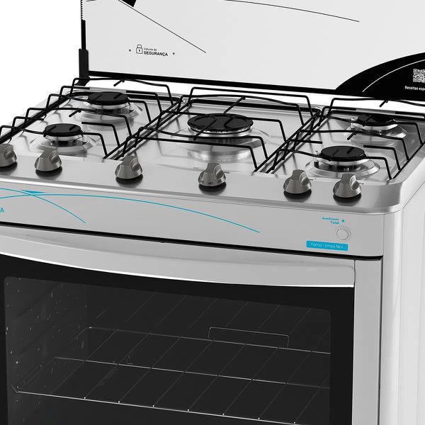 Fogão Esmaltec 5 Bocas Ágata com Mesa de Inox e Acendimento Automático Bivolt