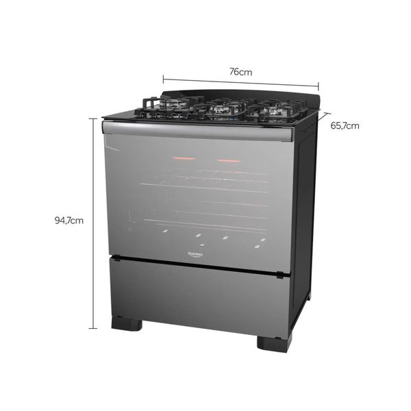 Fogão 5 Bocas Dako Diplomata Glass Style Inox Bivolt
