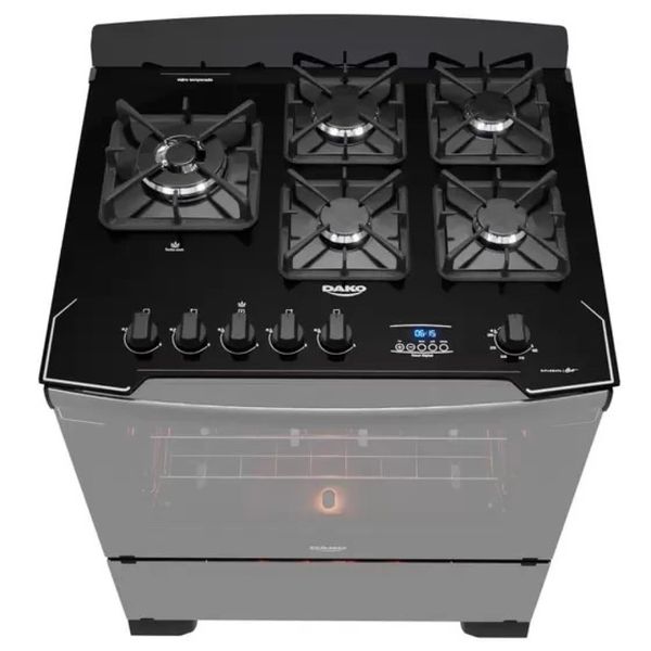 Fogão 5 Bocas Dako Diplomata Glass Style Inox Bivolt