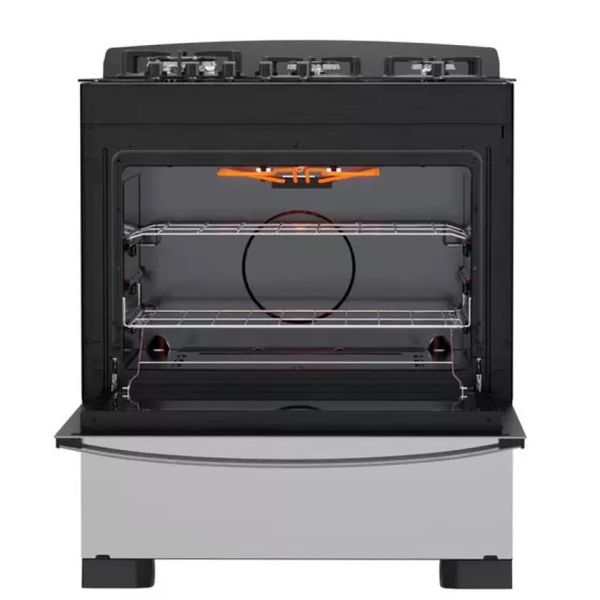 Fogão 5 Bocas Dako Diplomata Glass Style Inox Bivolt