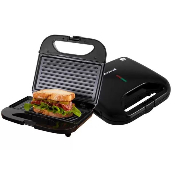 Sanduicheira Grill Antiaderente 750W AMS370 Black Amvox 220V