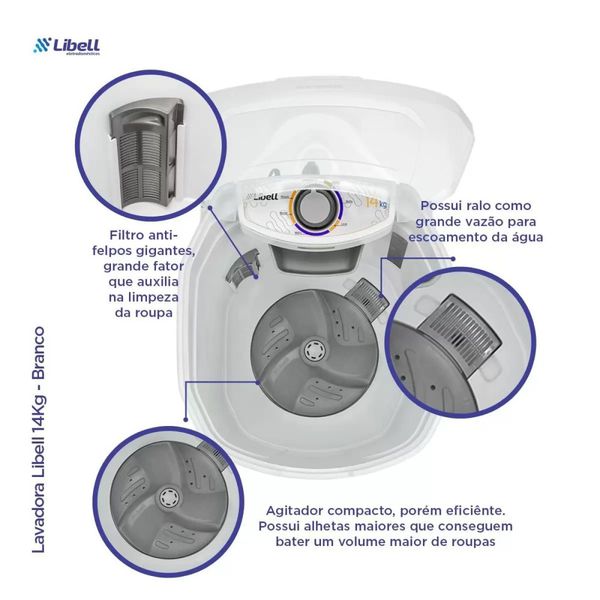 Máquina De Lavar Semi-automática Libell 14kg Branco 220V
