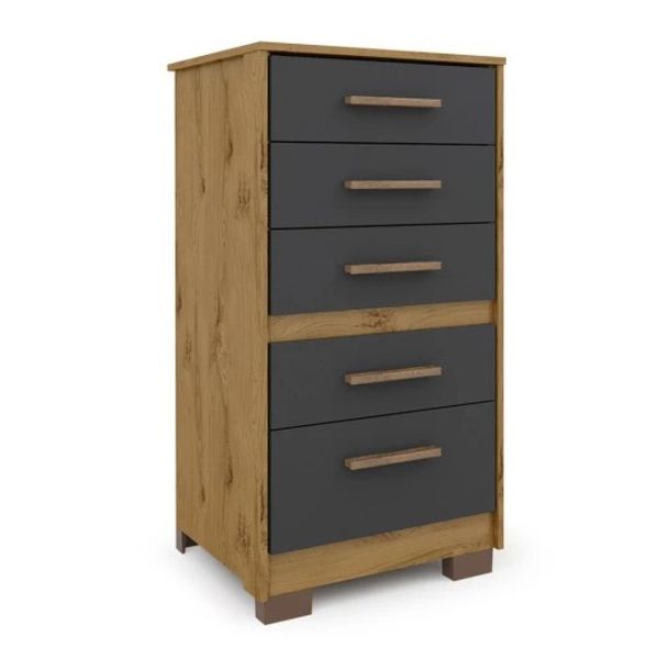 Cômoda 5 Gavetas Primacy Ipê/Grafite Batrol