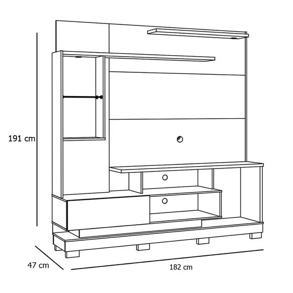 Estante Home Theater TV até 60" Canela/Off White Oregon Mira Rack