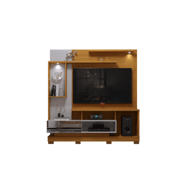 Estante Home Theater TV até 60" Canela/Off White Oregon Mira Rack