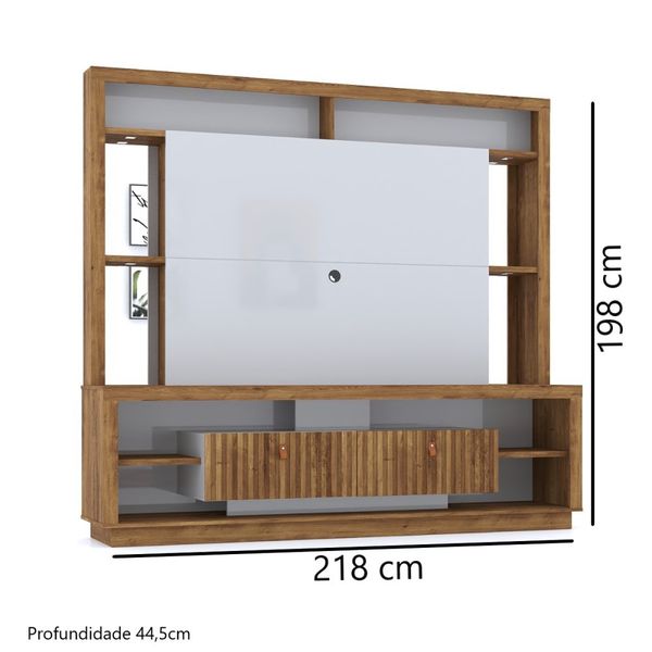 Estante Home Theater Spazio TV até 70" Canela/Off White Mira Rack