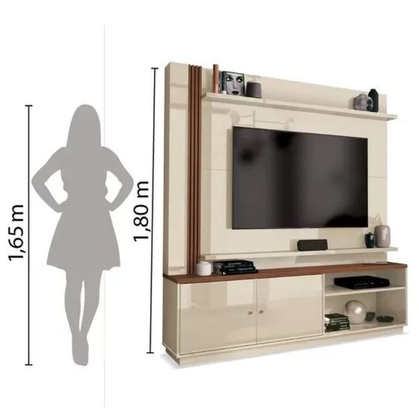 Estante Home Theater Tv até 65" Royale Off White/Naturale EDN