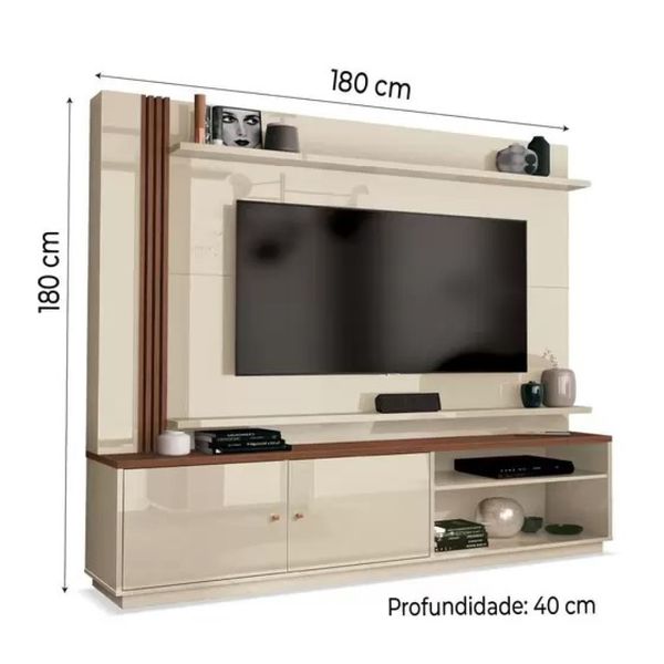 Estante Home Theater Tv até 65" Royale Off White/Naturale EDN