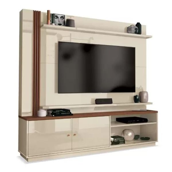 Estante Home Theater Tv até 65" Royale Off White/Naturale EDN