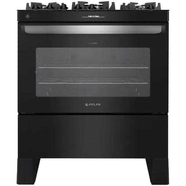 Fogão 5 Bocas Mesa de Vidro Atlas Agile Up Glass Preto Bivolt