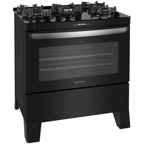 Fogão 5 Bocas Mesa de Vidro Atlas Agile Up Glass Preto Bivolt