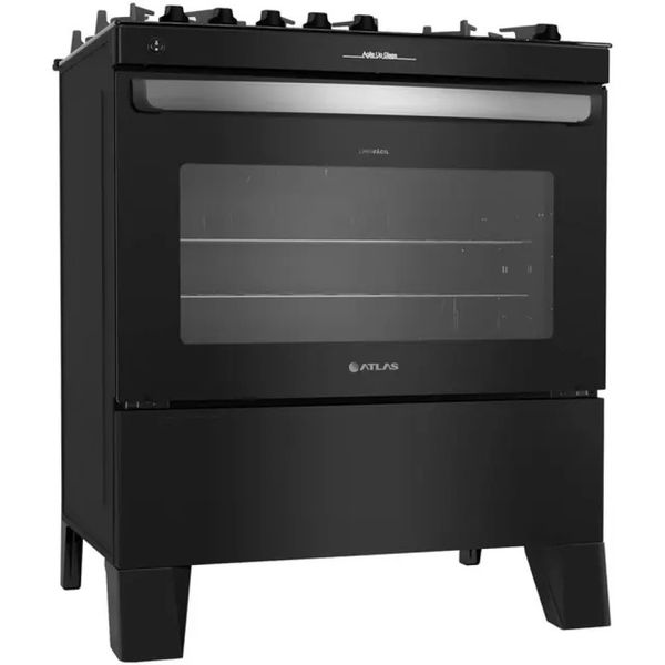 Fogão 5 Bocas Mesa de Vidro Atlas Agile Up Glass Preto Bivolt