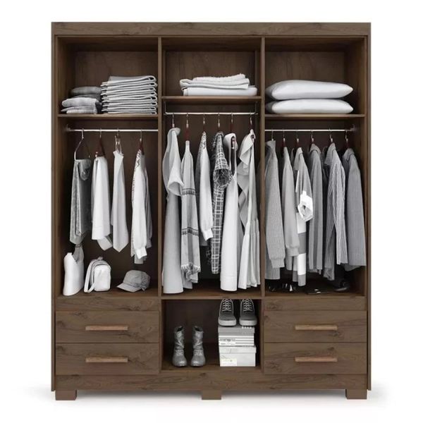 Guarda Roupa Casal 6 Portas 4 Gavetas Capuccino Primacy Batrol