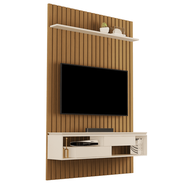 Painel para TV até 58" Ripado Nature/Pérola Harpia JB Bechara