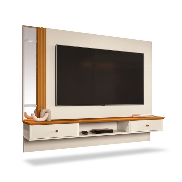 Painel Arezzo para TV até 55" 2 Portas Off White/Cedro EDN