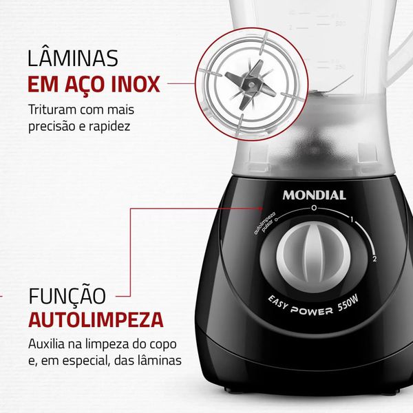 LIQUIDIFICADOR EASY POWER PRETO 550W MONDIAL L550B 127V
