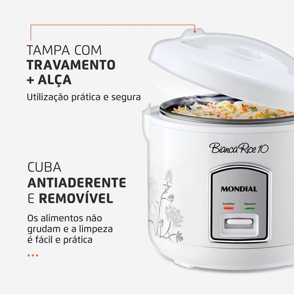 Panela Elétrica de Arroz Mondial Bianca Rice PE-10 Branca 127V