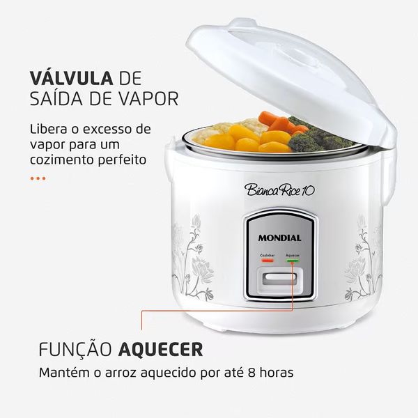 Panela Elétrica de Arroz Mondial Bianca Rice PE-10 Branca 127V